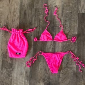 TRIANGL - Neon Pink String Bikini Set
